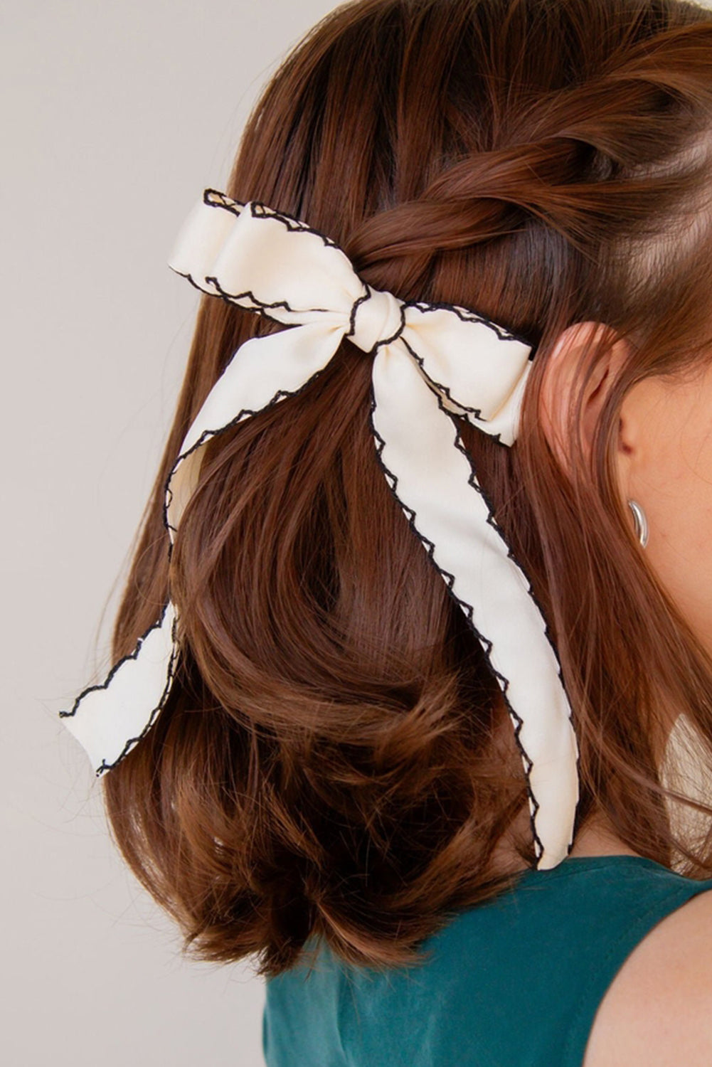 Cream Bow Hair Clip
