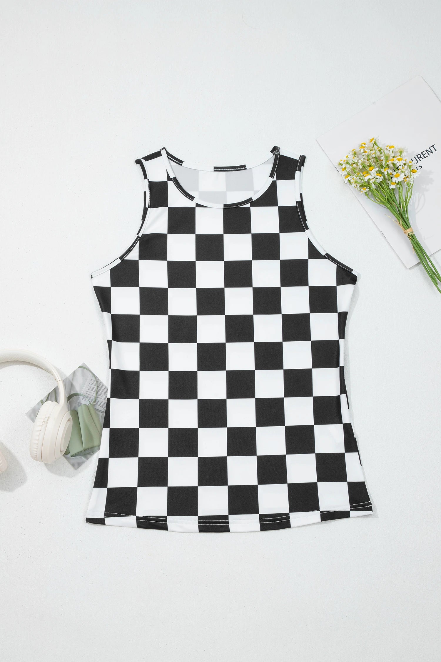 Checkered Slim Tank Top