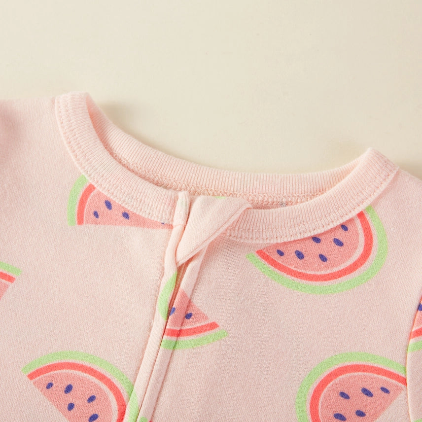 Watermelon Zipper Footie Pajamas