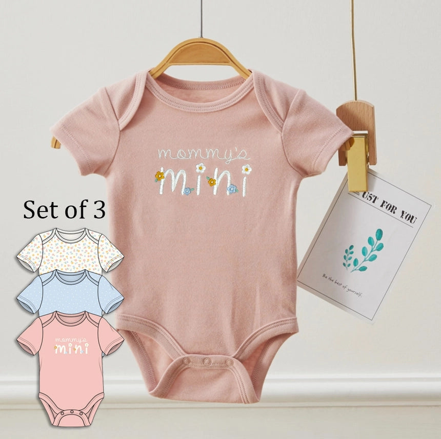 Pack of 3 Mini Flower Bodysuits