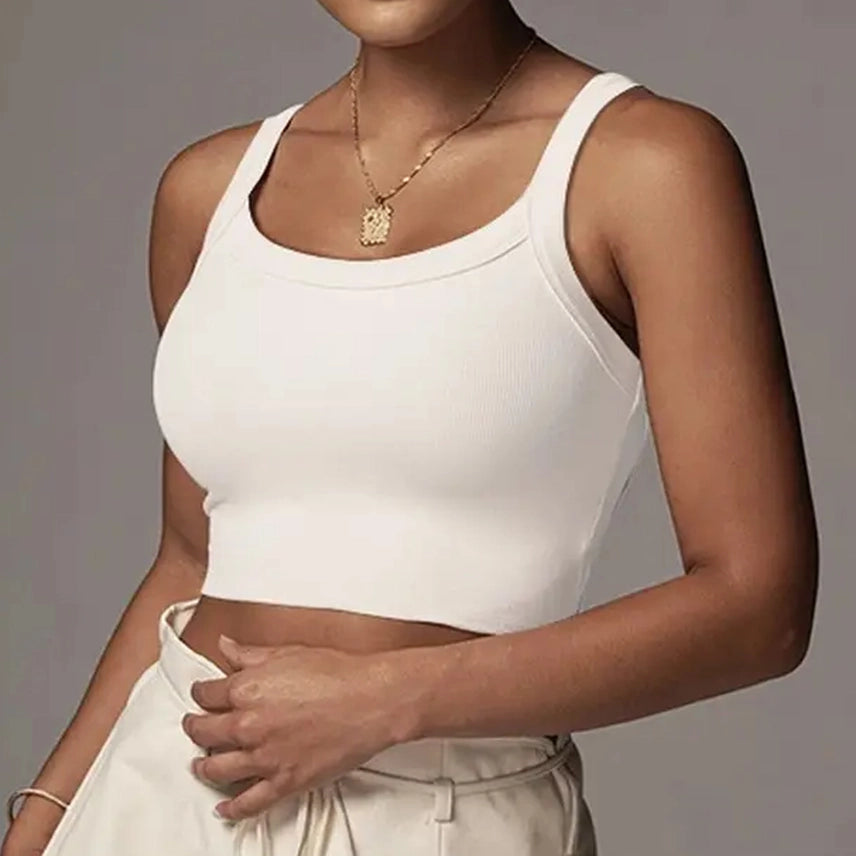 Solid Slim-Fit Crop Tank
