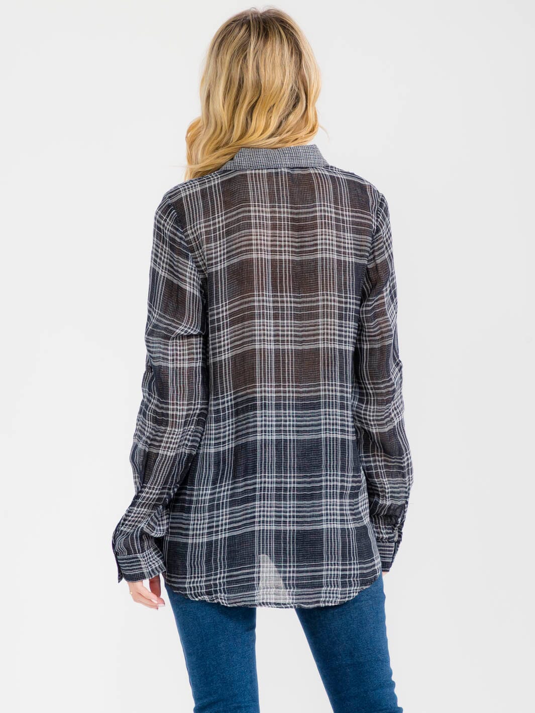 Black Plaid Button Down Shirt