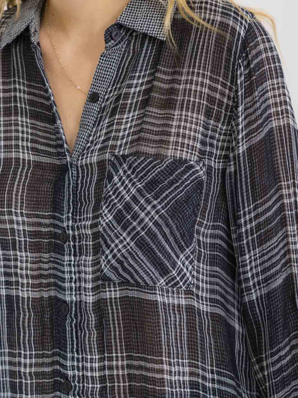 Black Plaid Button Down Shirt