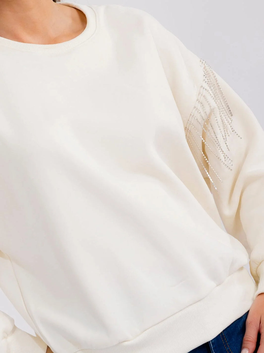Rhinestone Fringe Sweatshirt