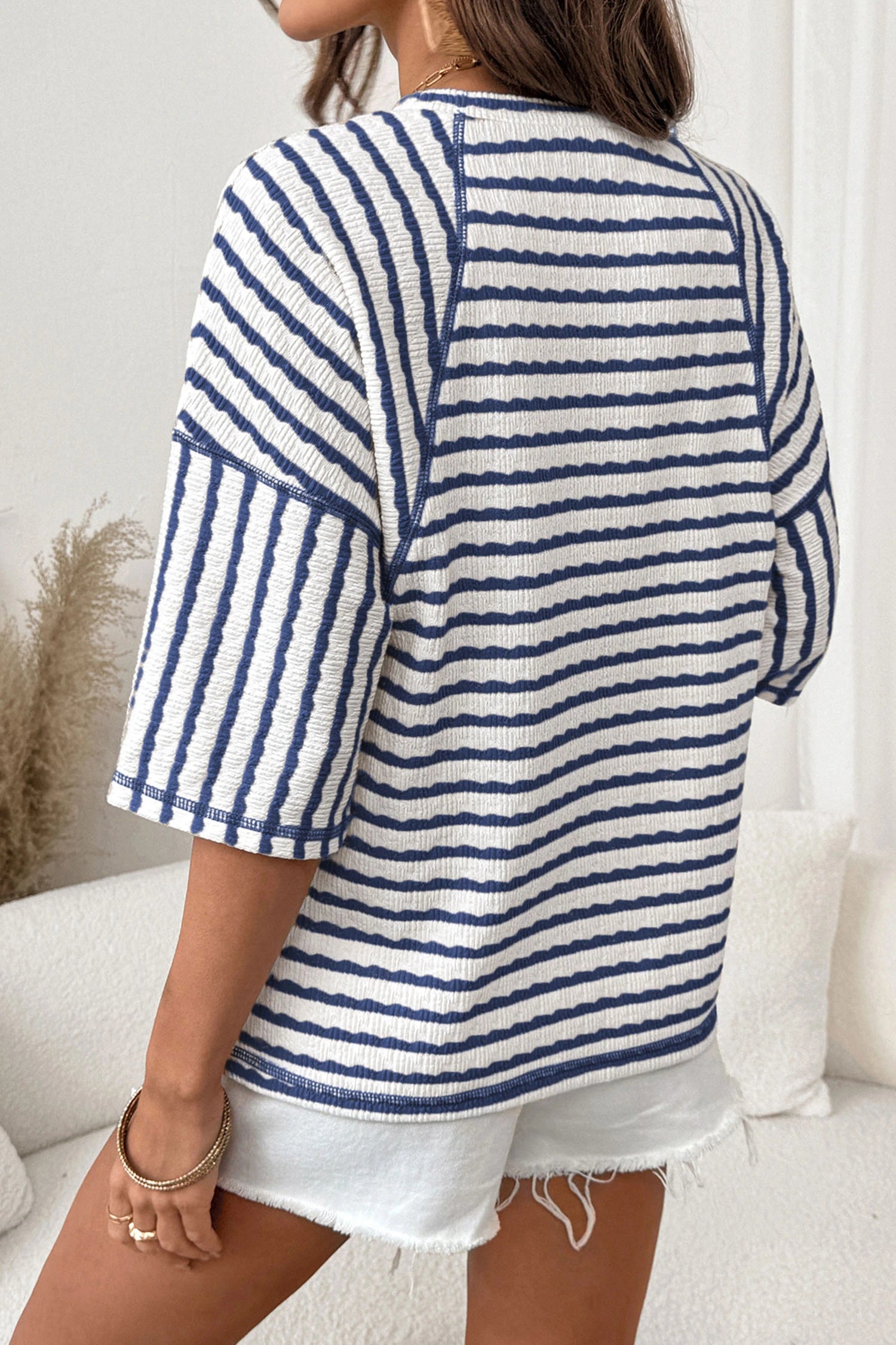 Textured Knit Half Sleeve Top
