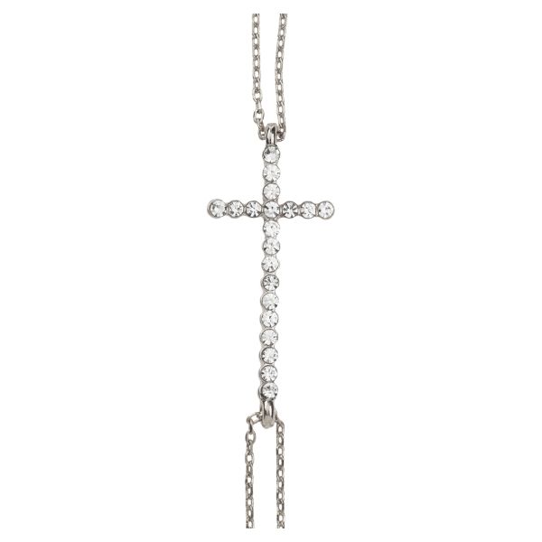 Silver Linked Chain Casted Cross Bolo Bracelet