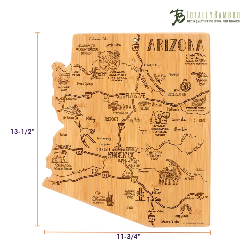 Totally Bamboo Destination Arizona State Shaped Cutting Board