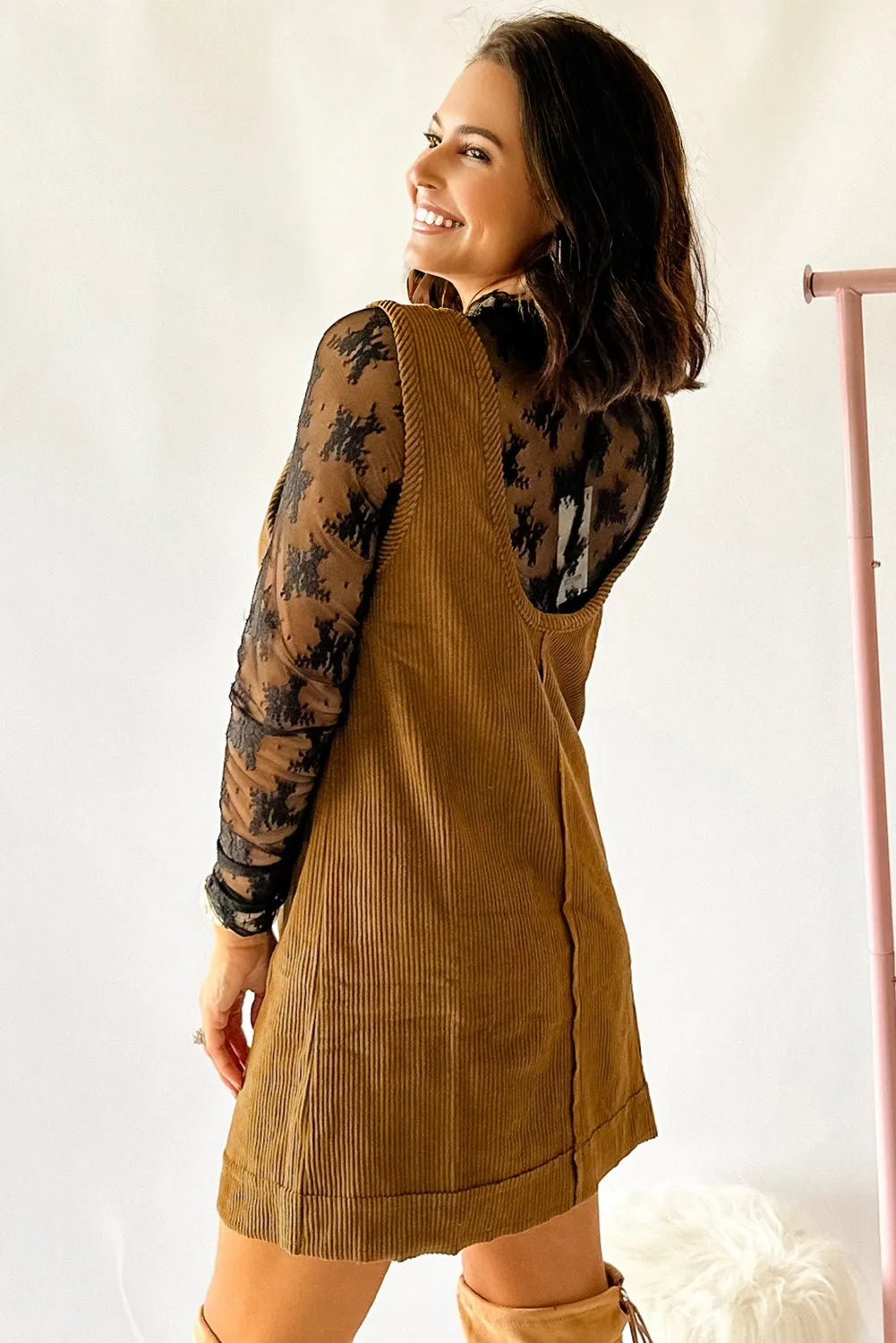 Corduroy Mini Dress with Pockets