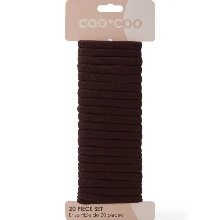 20 Pc 'Fine Hold' Elastics - Brunette
