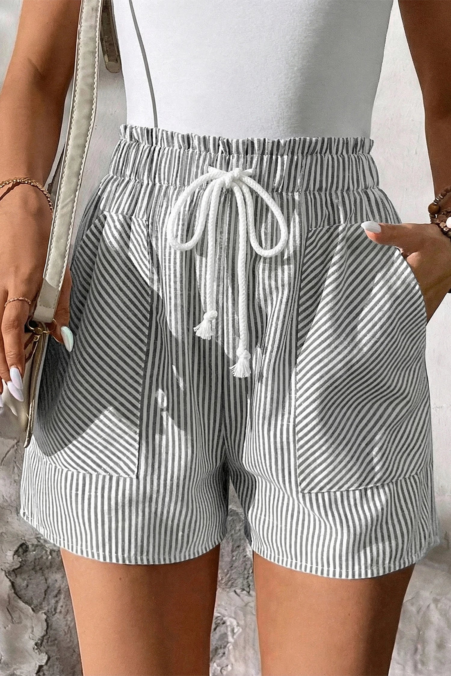 Harbor Stripe Elastic Shorts