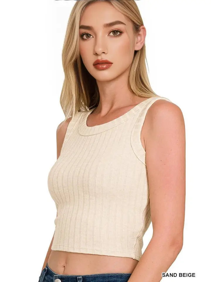 Ribbed Sleeveless Crop Tank Top