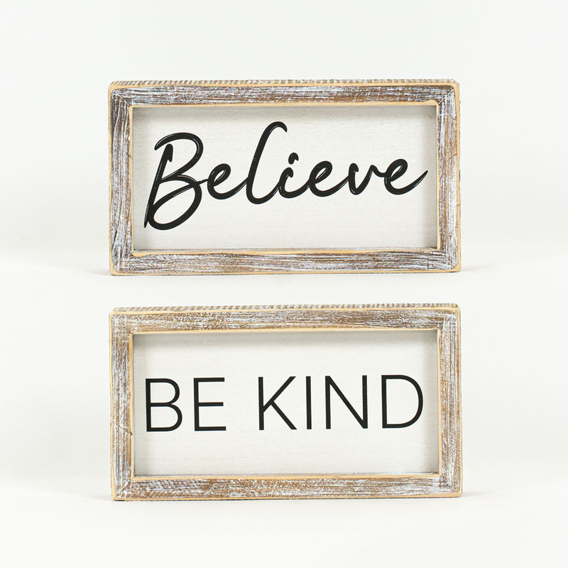 9x4 Believe / Be Kind Wood Sign