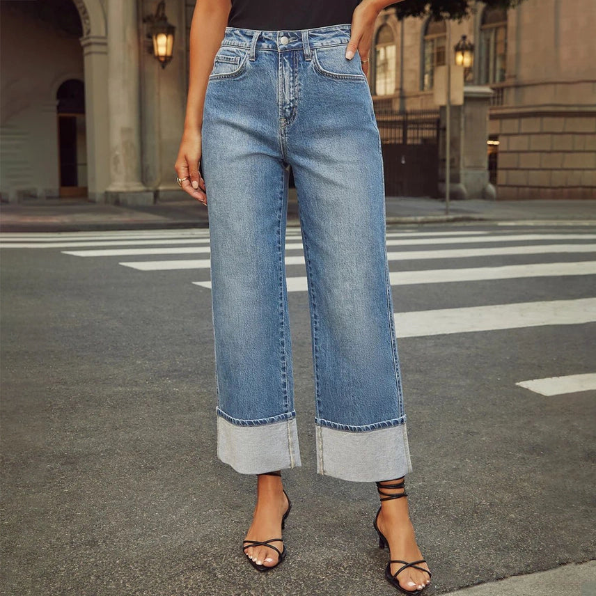 Straight Leg Cropped Denim Pants
