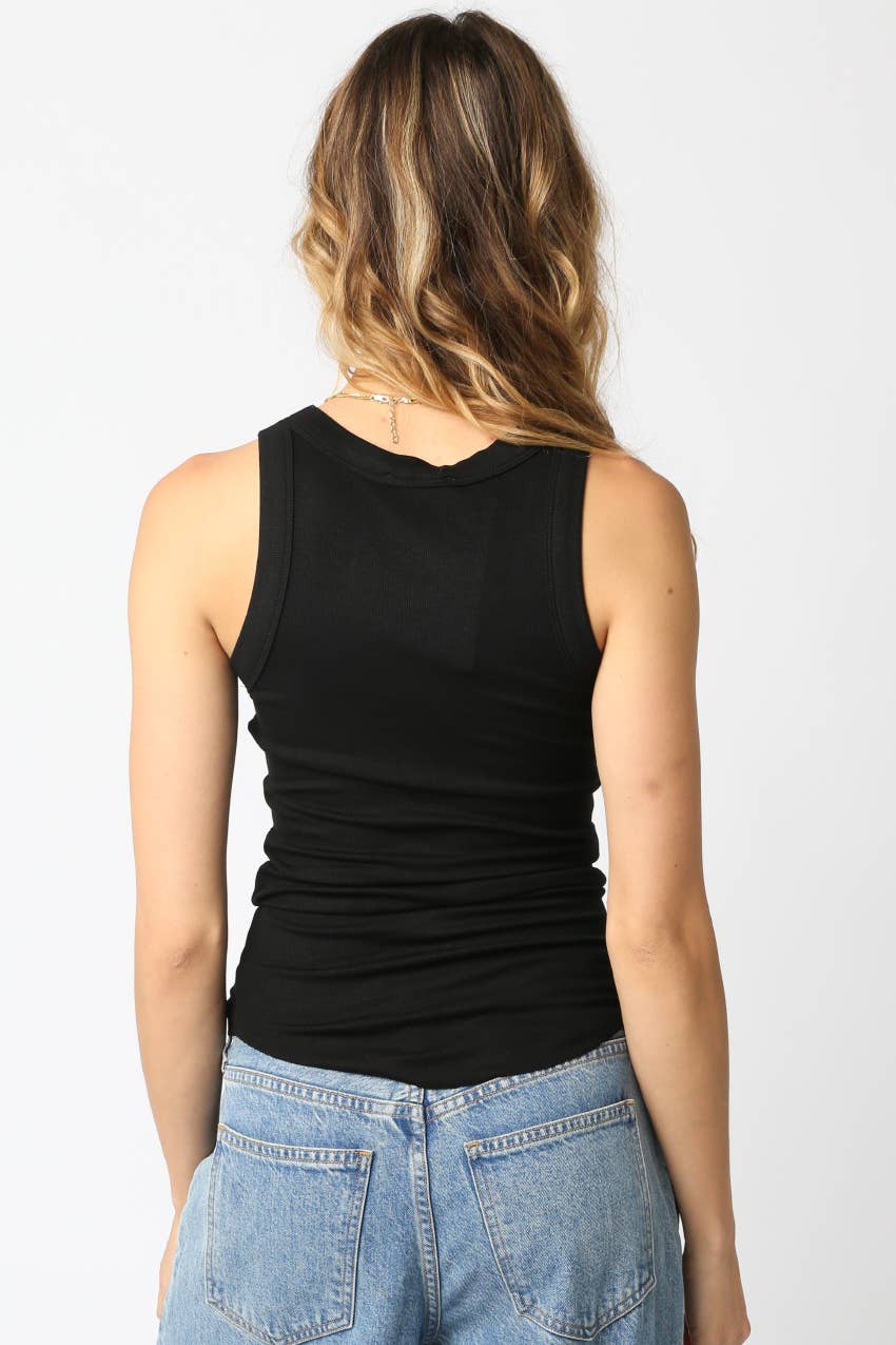 Ribbed Fitted Scoop Neck Tank Top