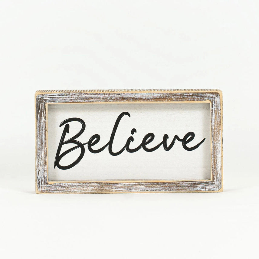 9x4 Believe / Be Kind Wood Sign