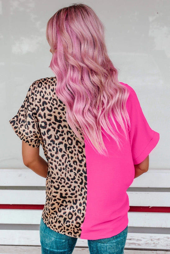 Pink leopard online t shirt
