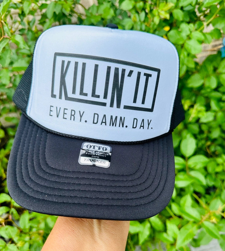 Killin' It  Printed Black & White Trucker Hat