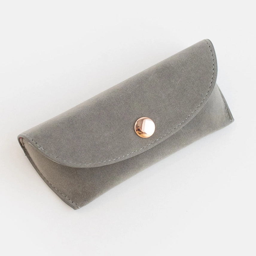 Grey Velvet Glasses Case