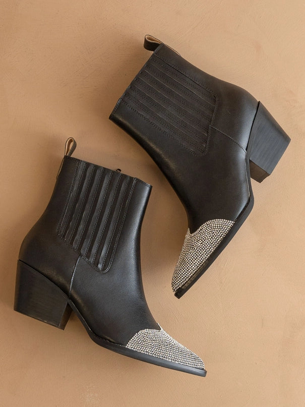 Western Bootie with Rhinestone Toe
