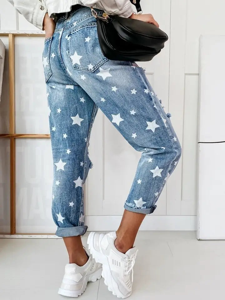 Slimming Star Printed Jeans