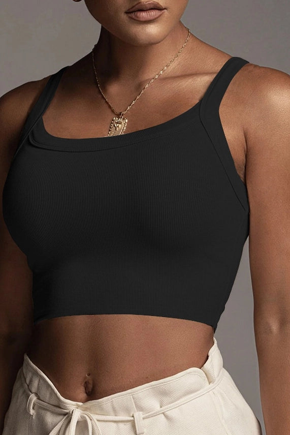 Solid Slim-Fit Crop Tank