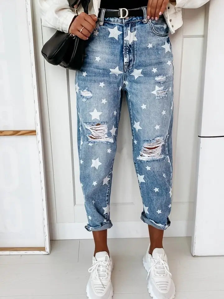 Slimming Star Printed Jeans