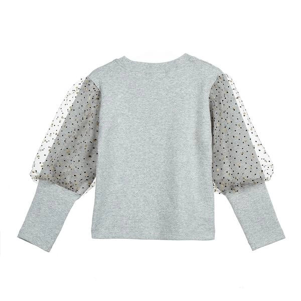 Mesh Dots Sleeves Top
