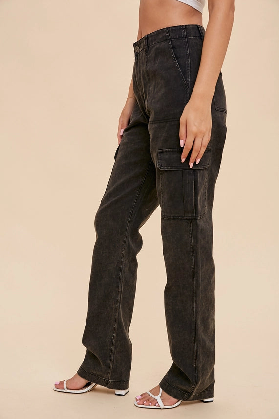 Stone Washed Cargo Denim