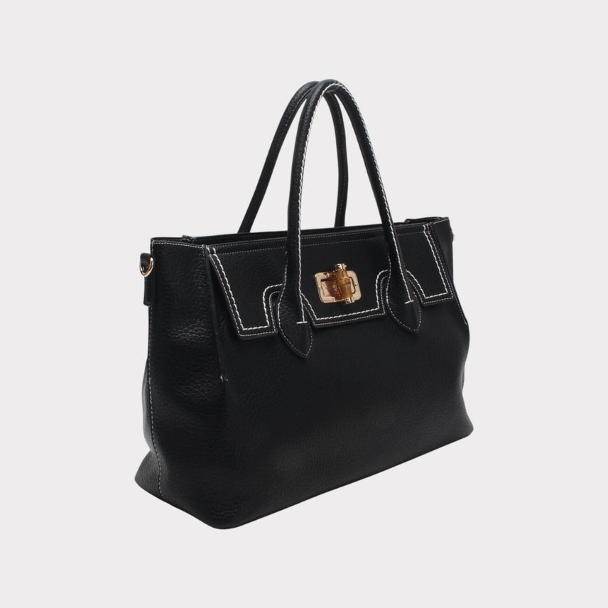 Tote Bag with Decorative Bamboo Clasp Buckle