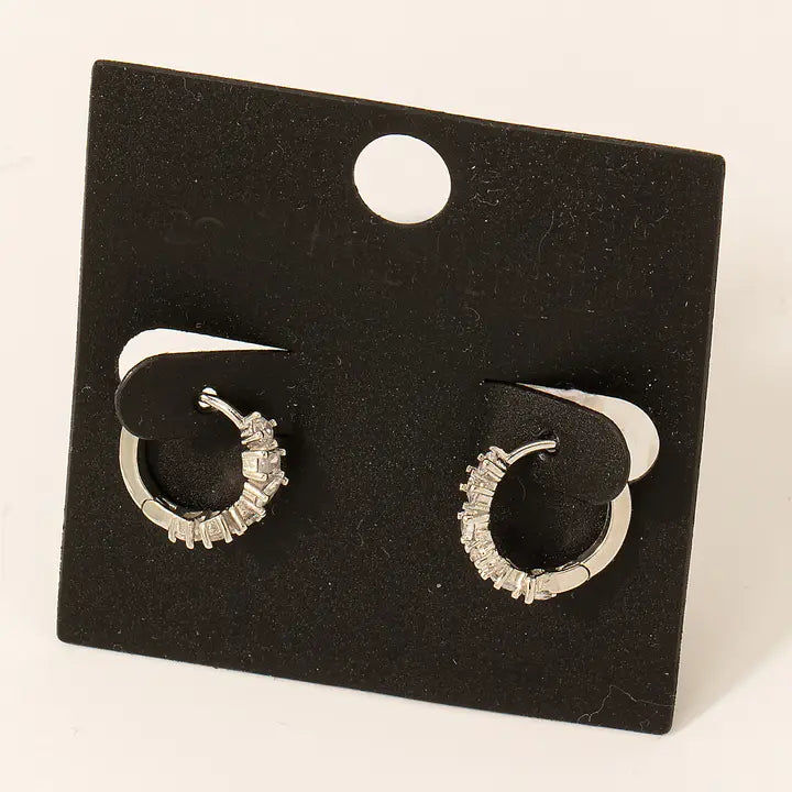 Mini Rhinestone Huggie Earrings