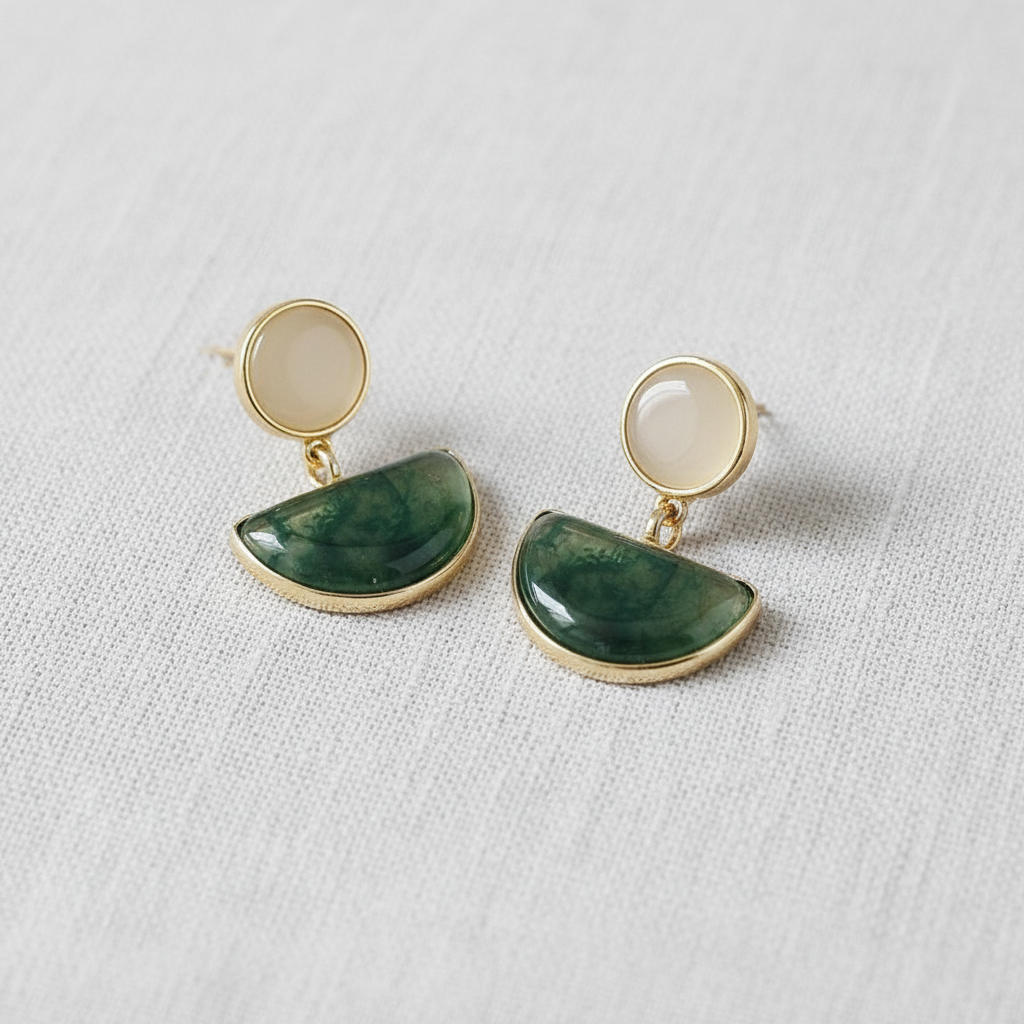 Green Acrylic Geometric Earrings