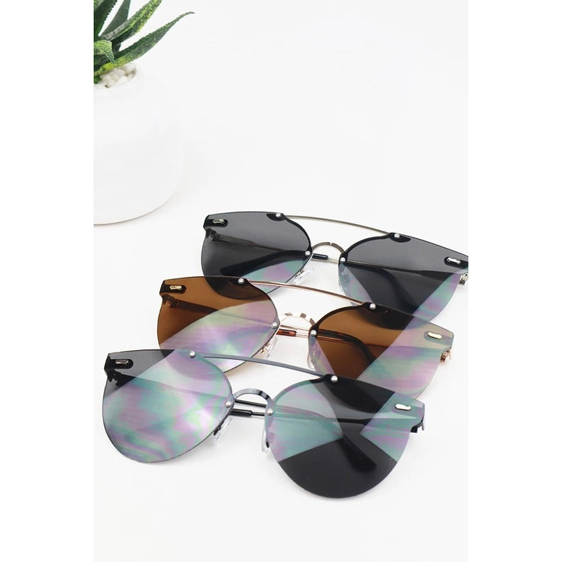 Round Rimless Fashion Sunglasses