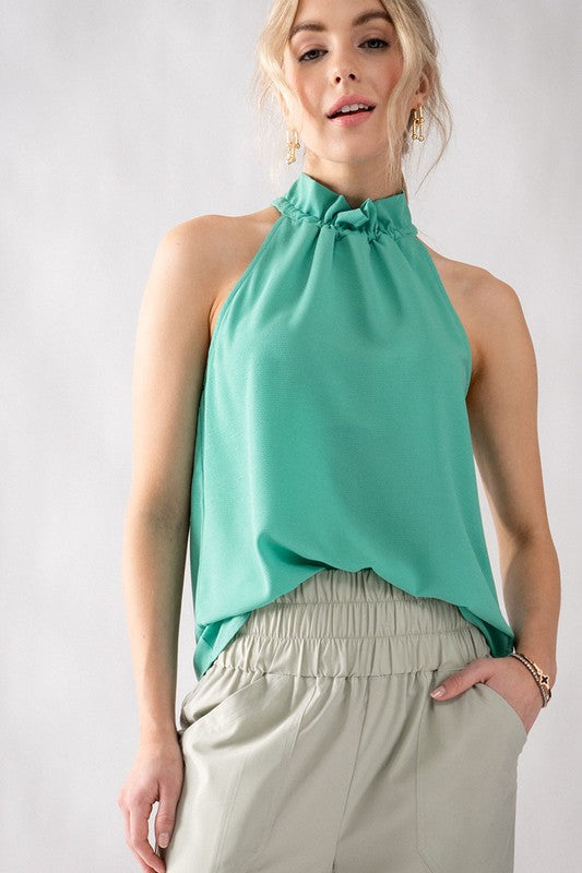 Mock Neck Halter Top