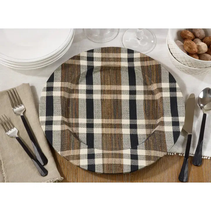 Plaid Woven Water Hyacinth Charger