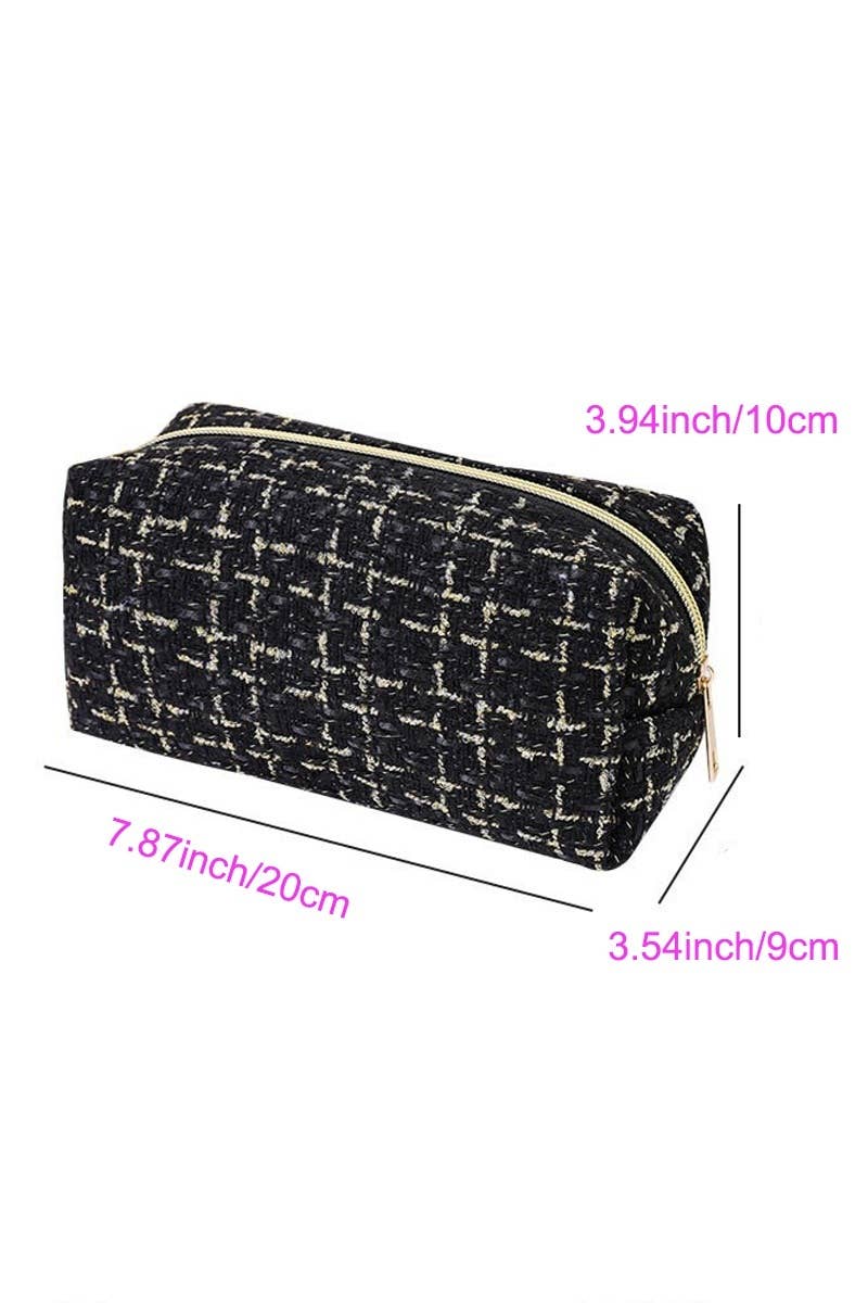 Gold Pattern Woven Cosmetic Bag