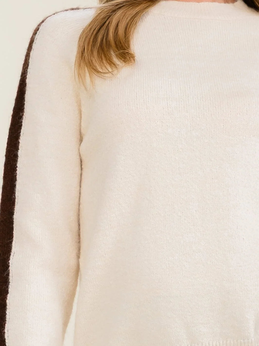 Oatmeal Contrast Stripe Sweater