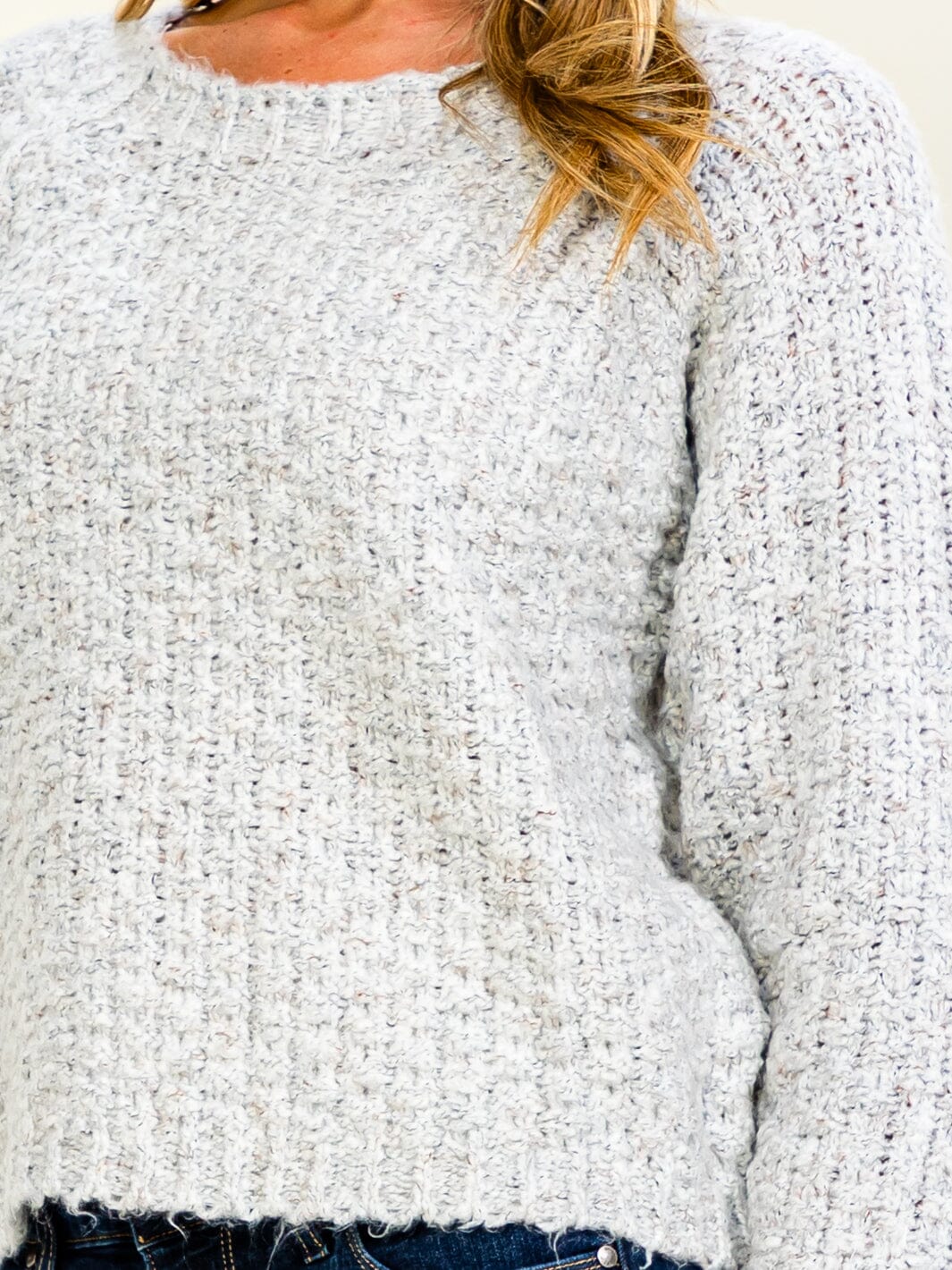 Grey Textured Knit Sweater