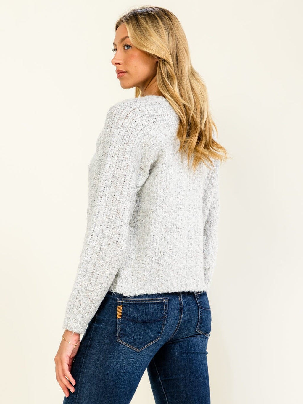 Grey Textured Knit Sweater