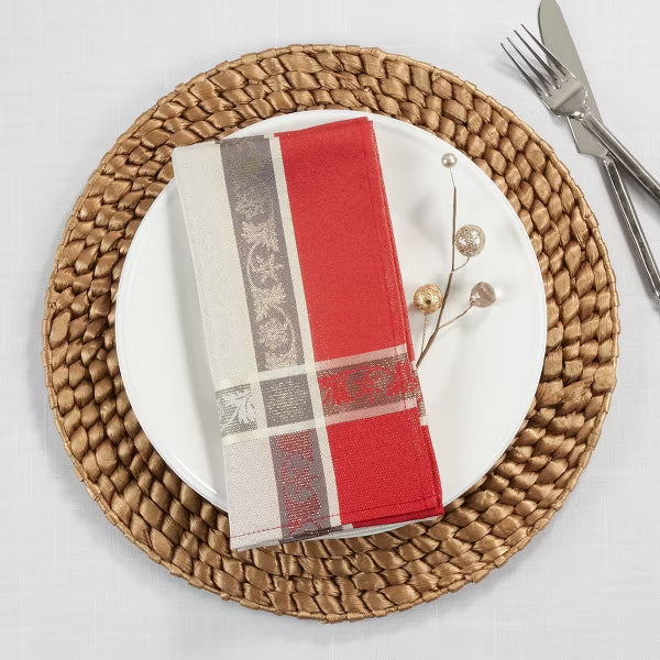 Jacquard Christmas Napkin, 20" Square, Red (Set of 4)