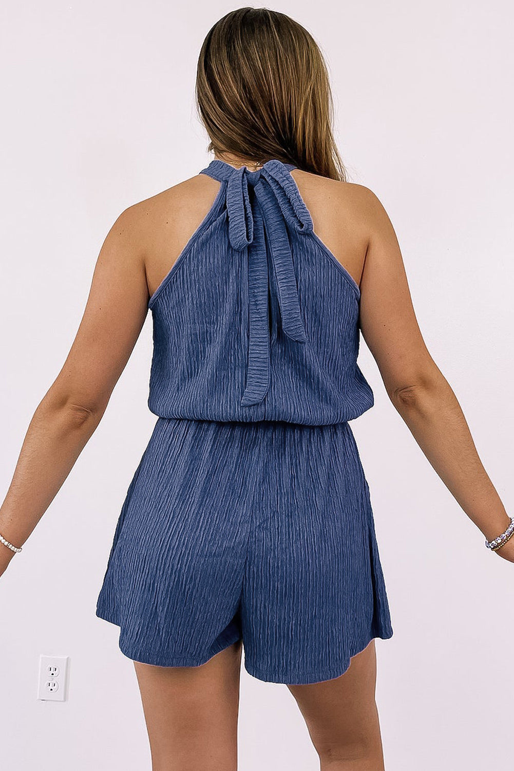 Blue Knot Textured Romper