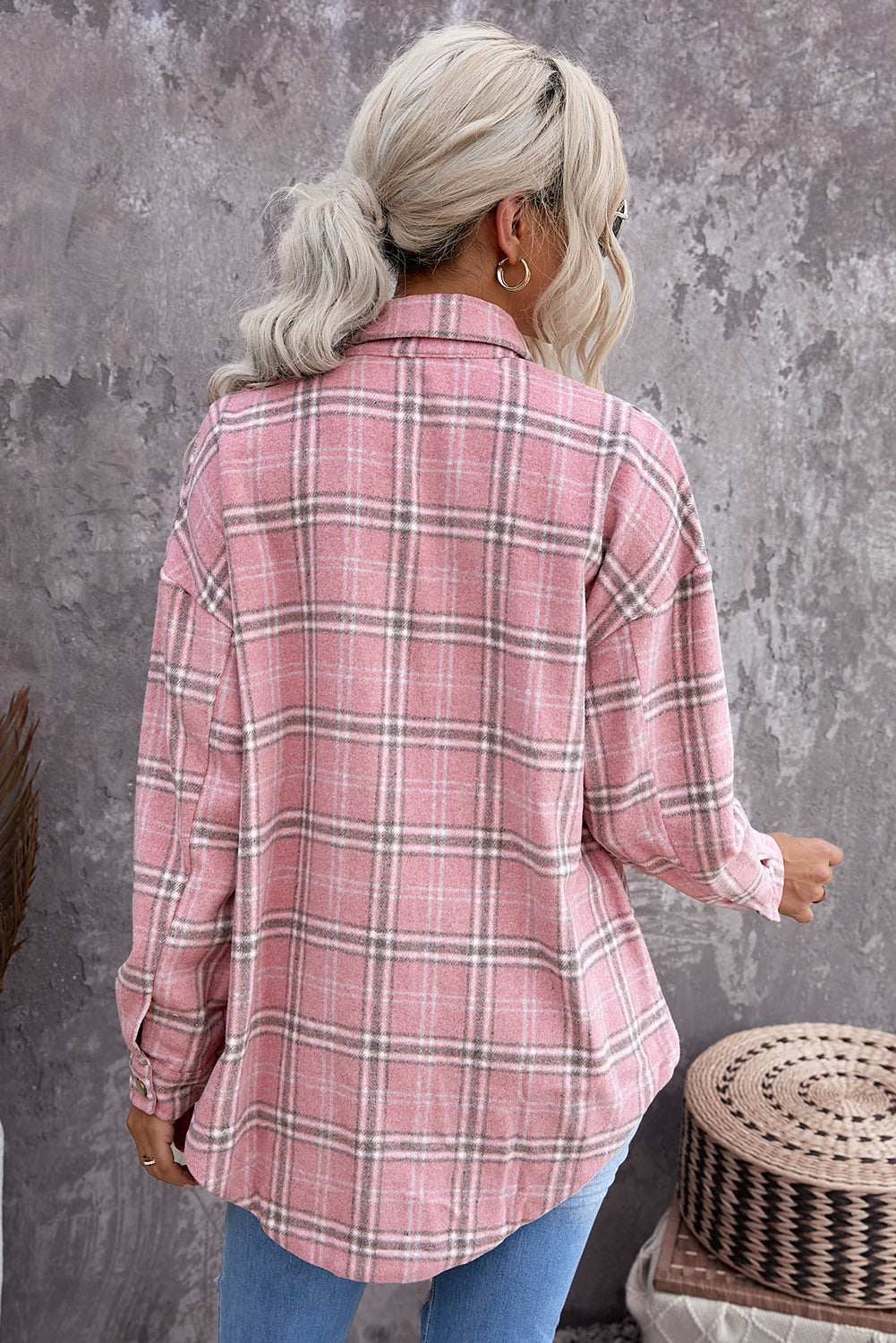 Pink Plaid Buttoned Shirt