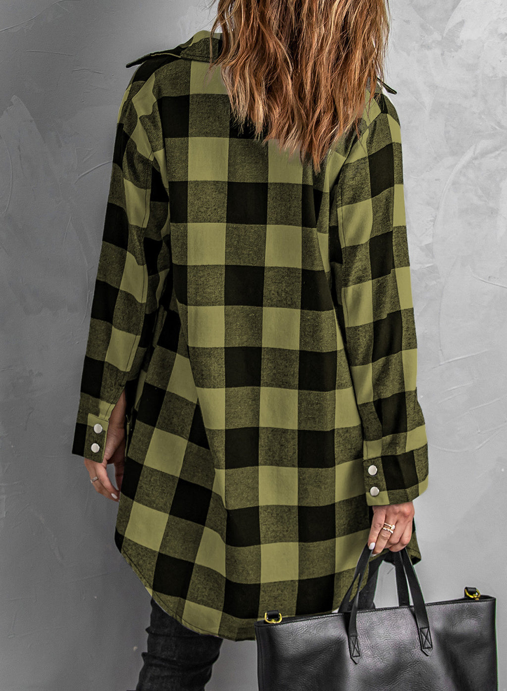 Green Plaid Long Shirt