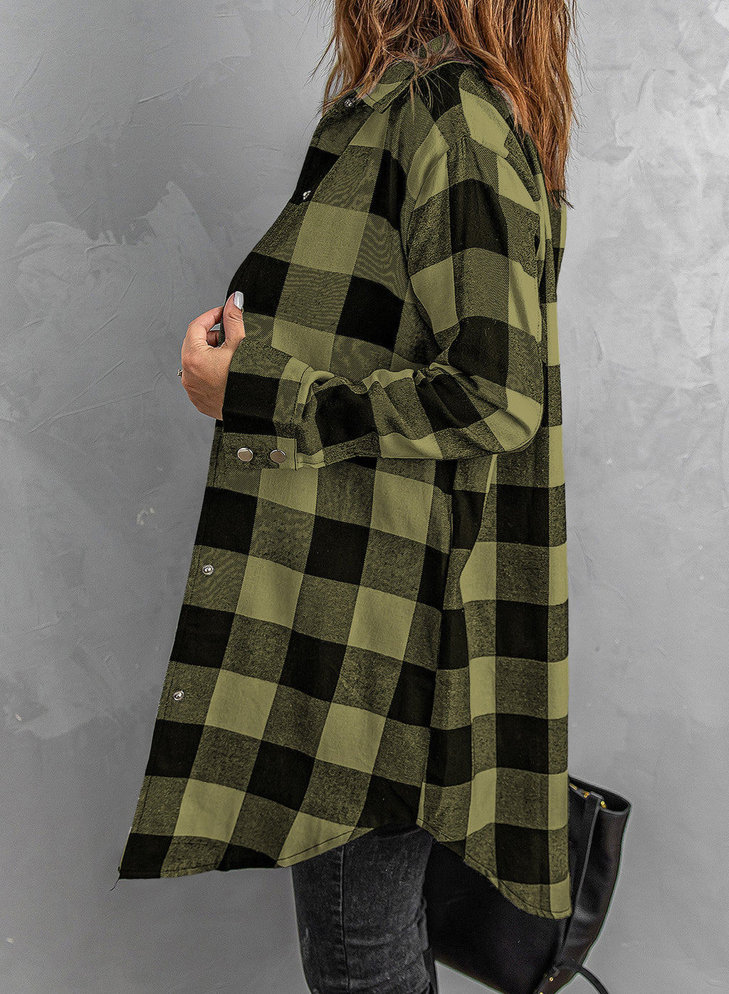 Green Plaid Long Shirt