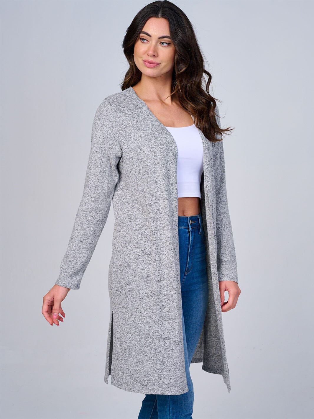 Heather Grey Longline Cardigan