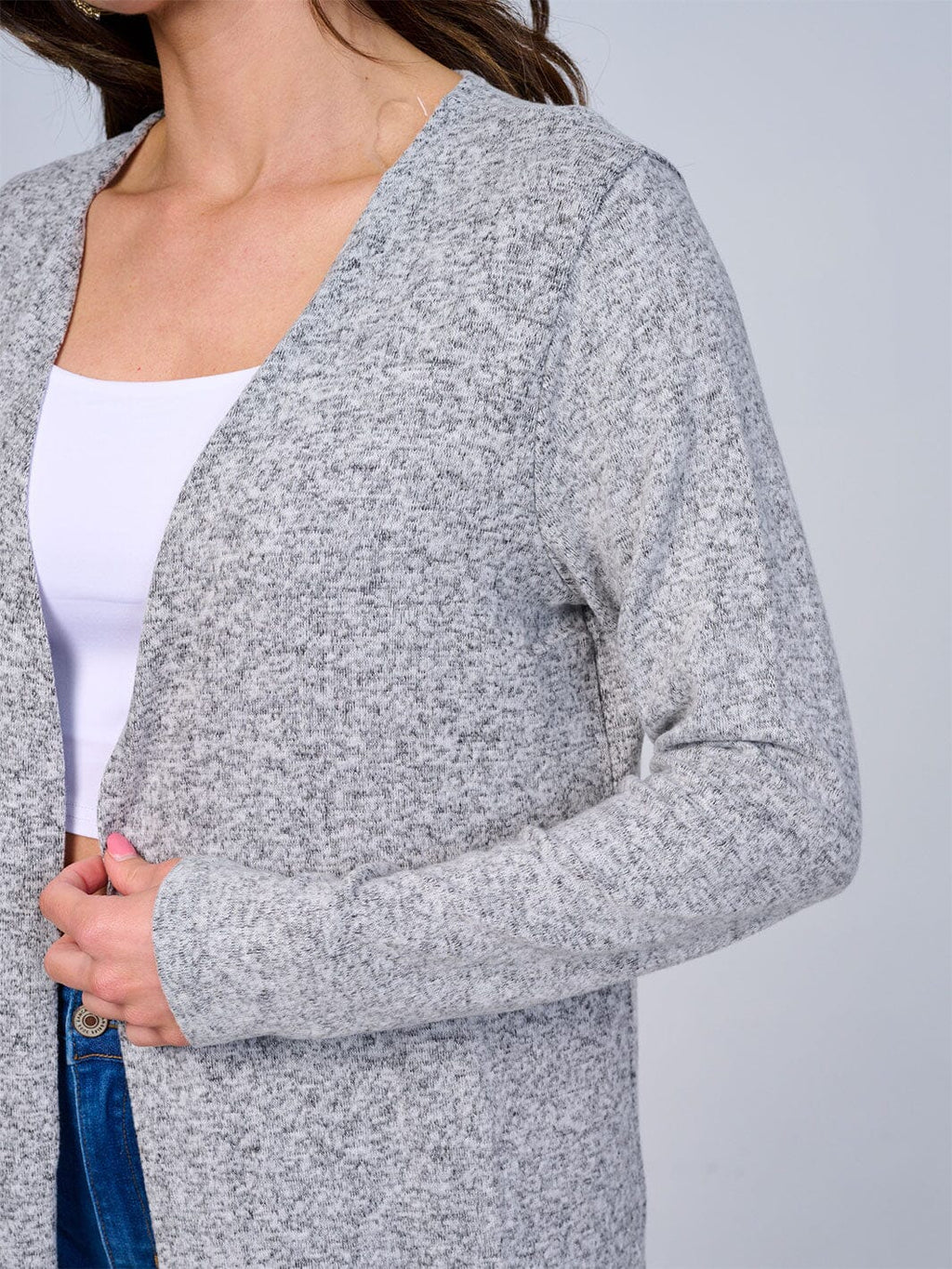 Heather Grey Longline Cardigan