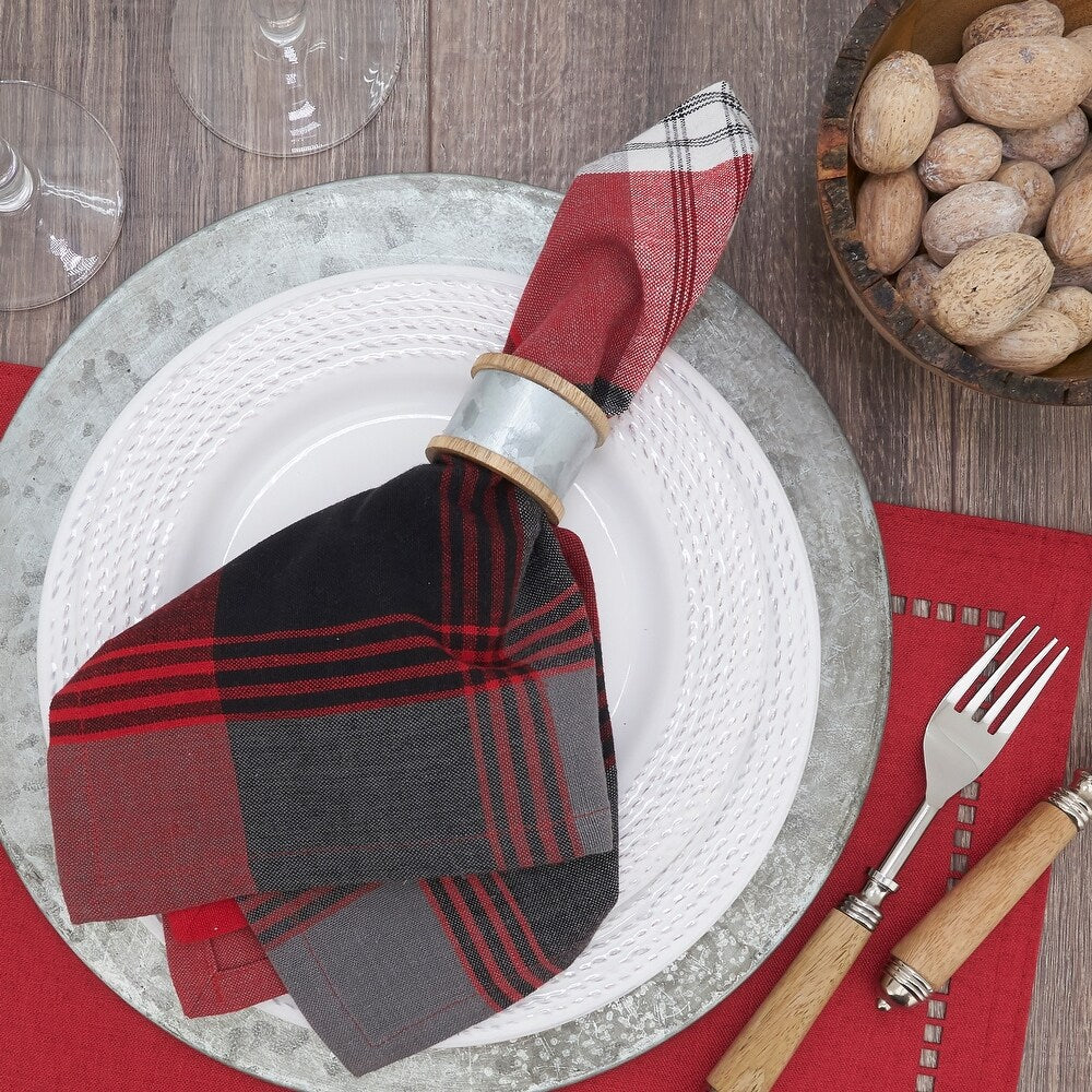 Plaid Design Cotton Table Napkins (Set of 4)