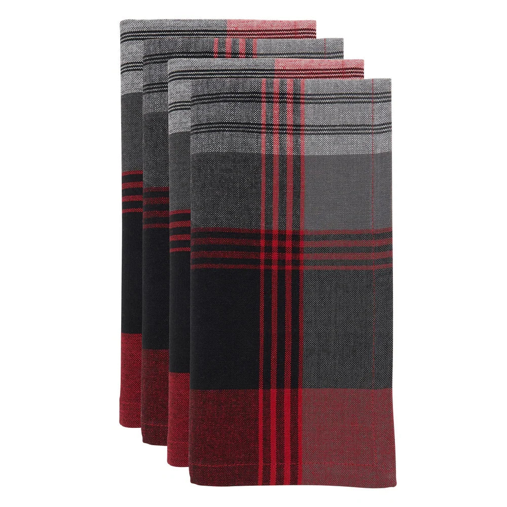 Plaid Design Cotton Table Napkins (Set of 4)