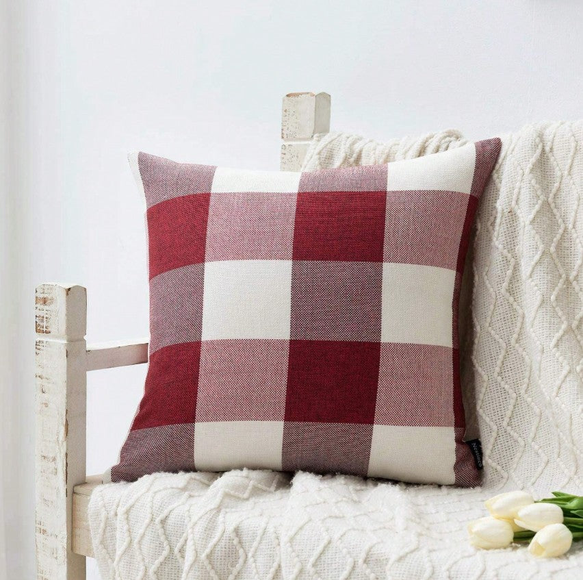 Red Plaid Pillow 16x16