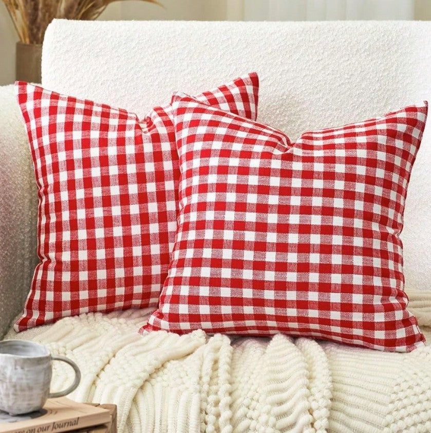 Red Gingham Pillow 16x16