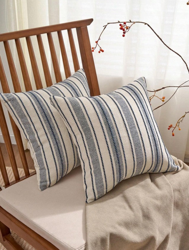 Navy Stripe Boho Pillow 18x18